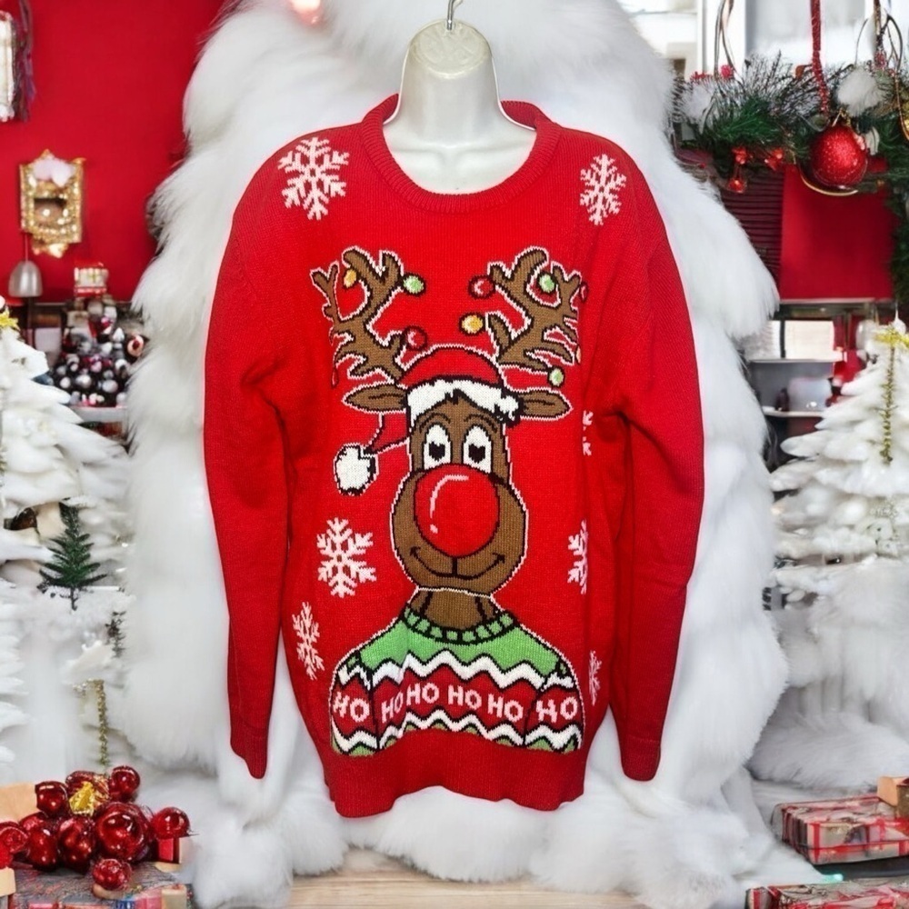 Men's Christmas Rudolph Reindeer Holiday Sweater
